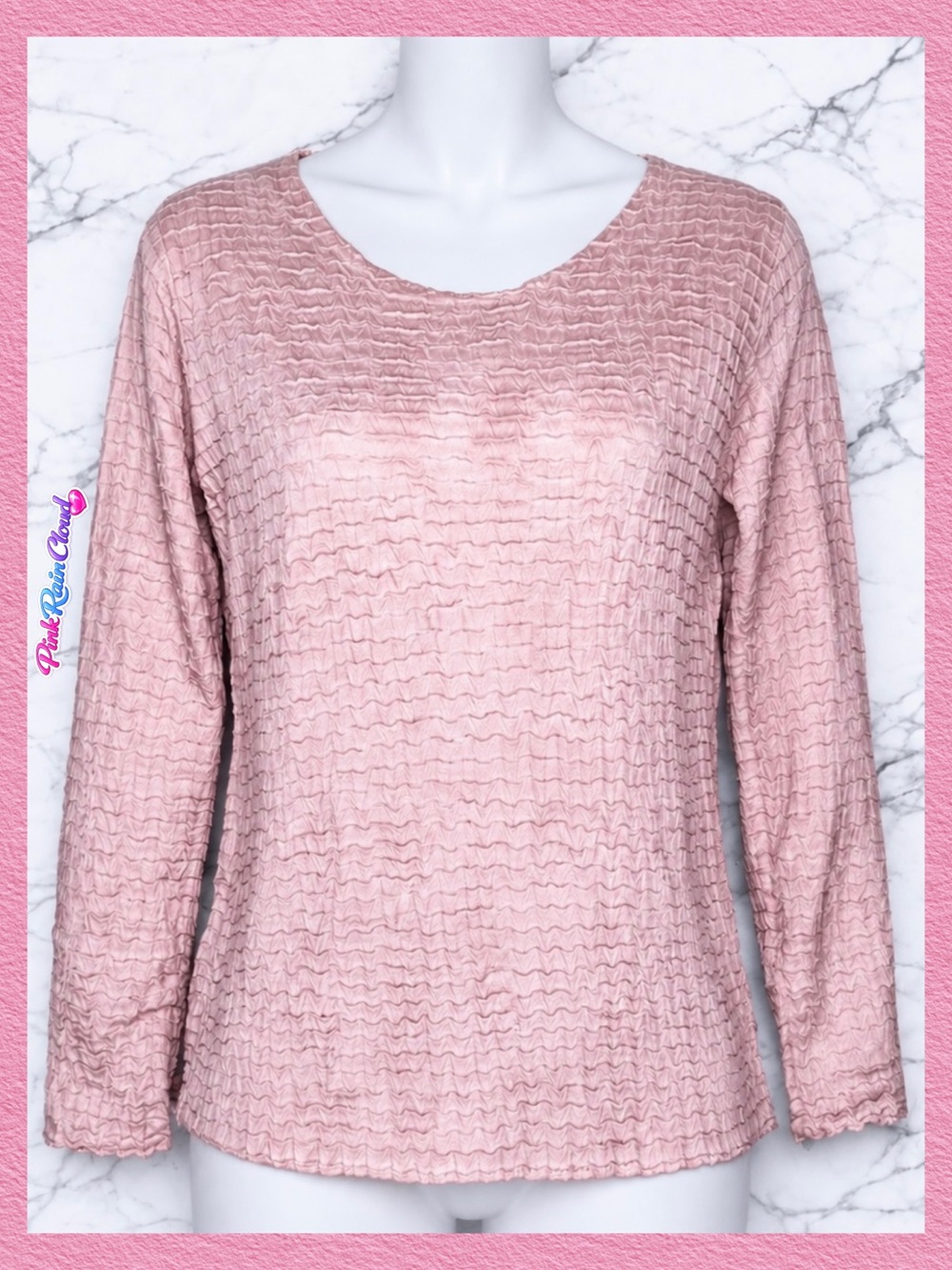 Rafaella Pastel Pink Y2K Textured Long Sleeve Top Women’s Small